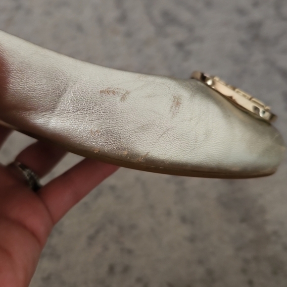 Tory Burch Womens Metallic Light Gold Leather Reva Ballet Flat 7.5 - Picture 16 of 16